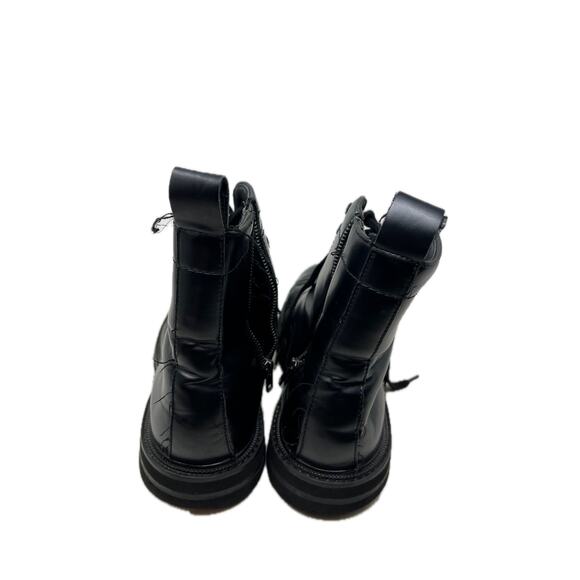 H&M Black Combat Boots Faux Leather Mens 10.5 - Picture 6 of 8